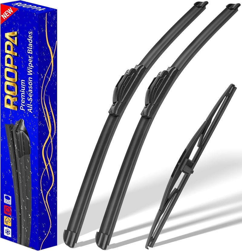 Rooppa 3 wipers Replacement for 2009-2015 Honda pilot, Windshield Wiper Blades Original Equipment Replacement - 22"/21"/14" (Set of 3) U/J HOOK - Image 1